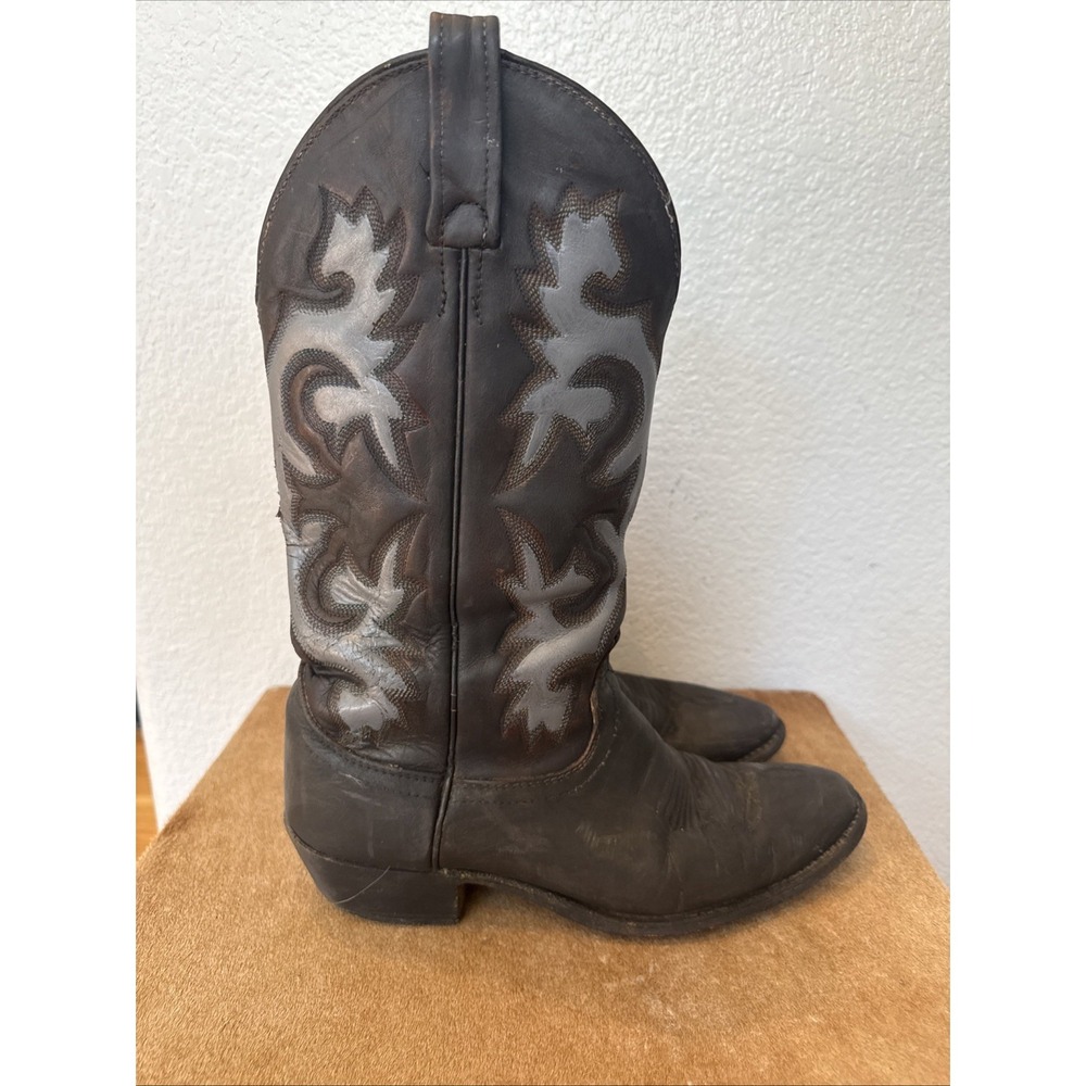 Vintage Chiholm‎ Men's Cowboy Western Boots Brown Leather Embroidered Size 8.5D